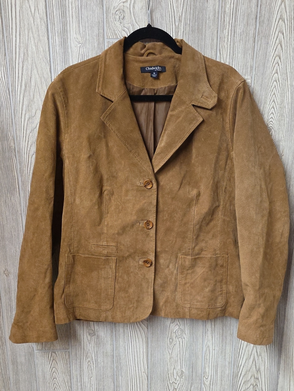 Chadwicks of Boston Brown Suede Blazer Jacket Womens Size 18